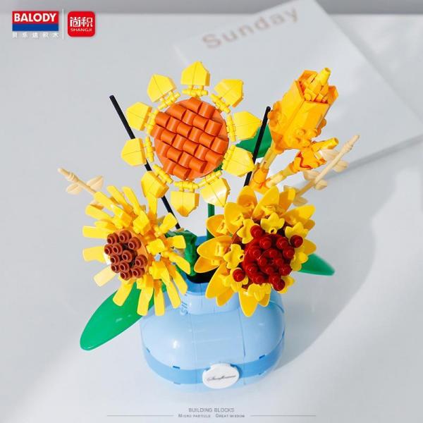 Sunflowers in vase (mini blocks)