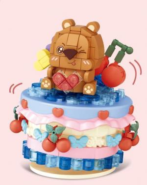 Shaking cake with animal design-Bear&cherry (mini blocks)