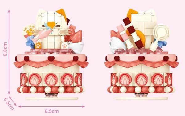 Shaking cake with animal design-Kitty & strawberry (mini blocks)
