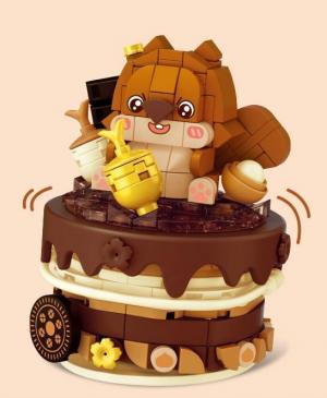 Shaking cake with animal design- Squirrel & cookie (mini blocks)