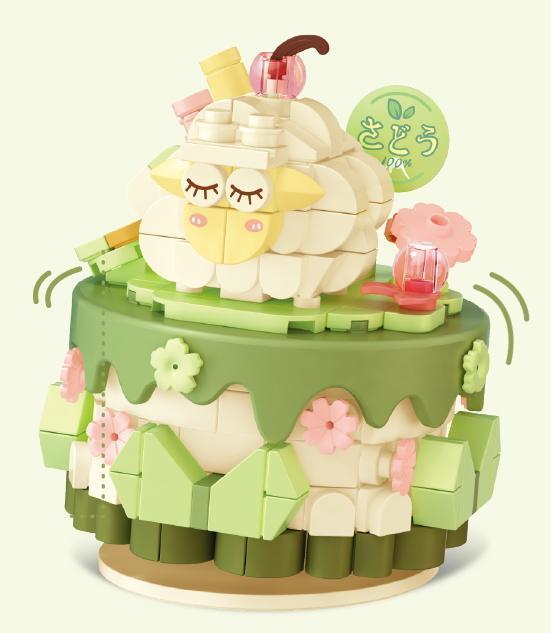 Wackelkuchen mit Tiermotiv - Schaf & Matcha-Kekse (mini blocks)