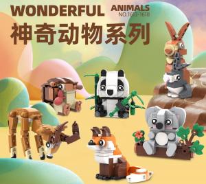 Land animals - Set/package of 6 different animals with displays