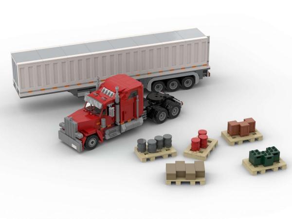 US Truck red/white with cargo