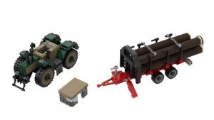 Large agricultural tractor with forestry trailer (6w)