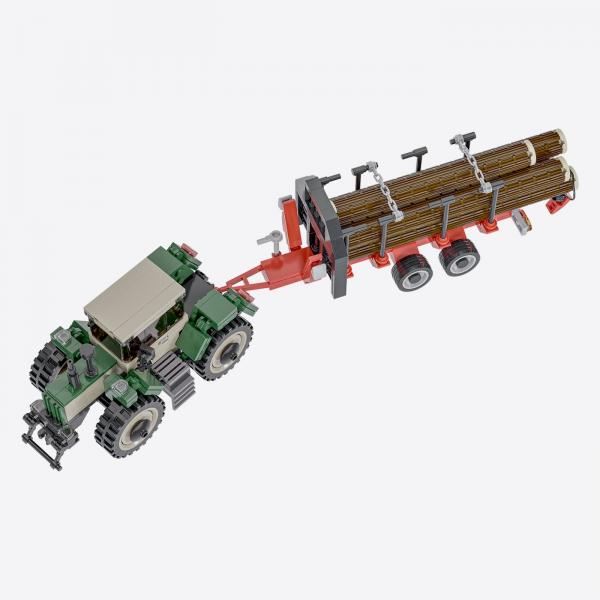 Large agricultural tractor with forestry trailer (6w)