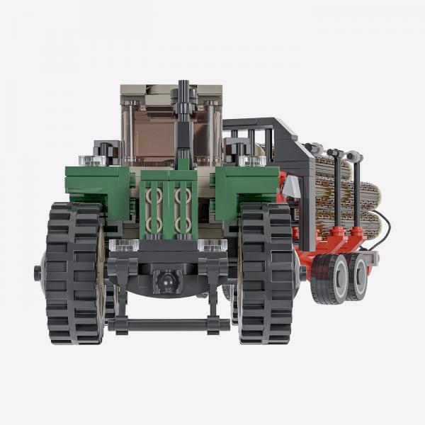Large agricultural tractor with forestry trailer (6w)