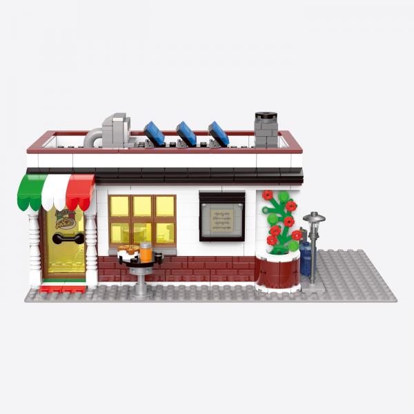 Pizza restaurant and delivery scooter