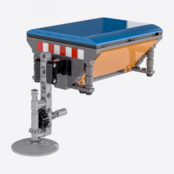 Salt spreader and snow plough attachment for municipal multi-purpose vehicle 1:18
