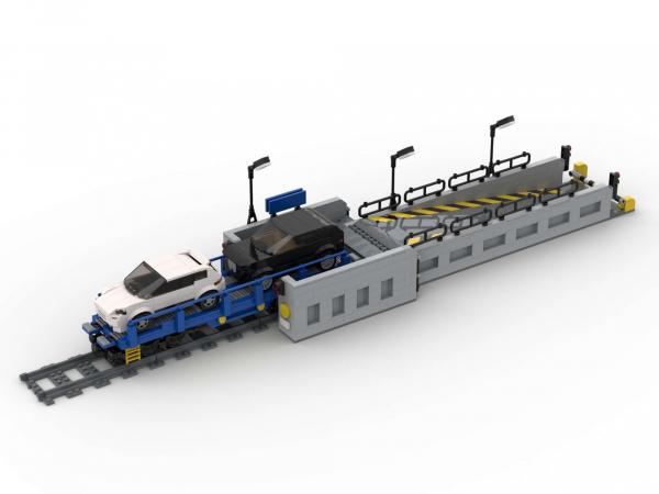 Autoauffahrtermial mit Autotransportwaggon (8w)