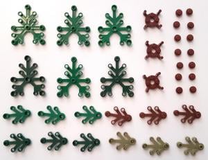 Brix Camouflage Set (36pcs) | 3x No. 2423  LIMB ELEMENT, SMALL, Dark Green | 4x No. 2417  LIMB ELEMENT, Dark Green