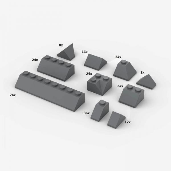 Brix 200 pcs, Roof Slopes, mixed, Dark Bluish Grey