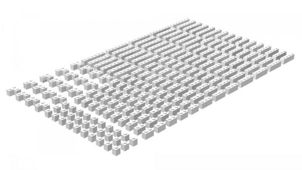 Brix 200 pcs, 1wide bricks, mixed, White 