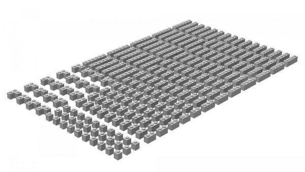 Brix 200 pcs, 1wide bricks, mixed, Light Bluish Gray