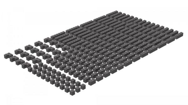 Brix 200 pcs, 1wide bricks, mixed, Dark Bluish Gray