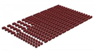 Brix 200 pcs, 1wide bricks, mixed, Dark Red