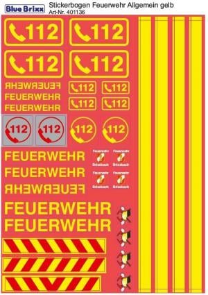 Sticker sheet Fire department general yellow