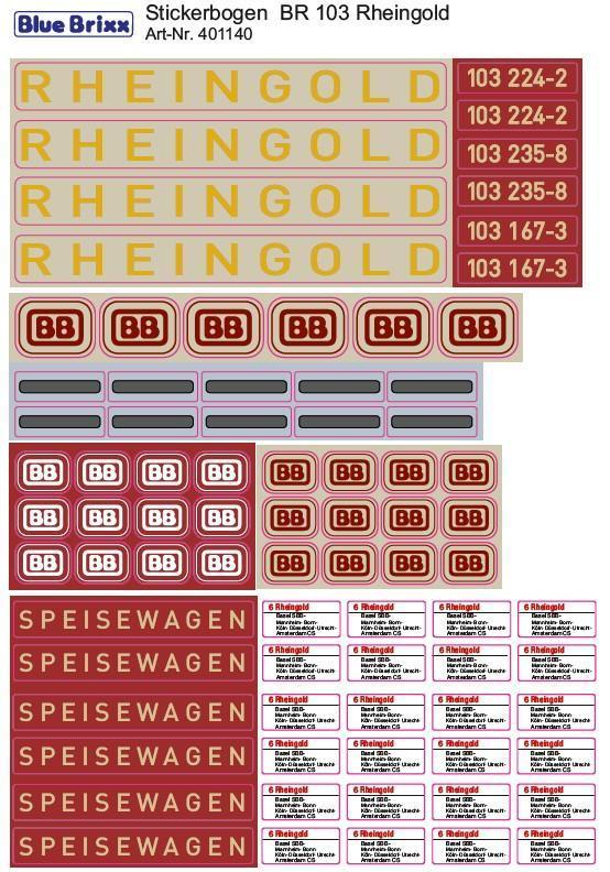 Sticker sheet Train BR 103 Rheingold