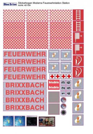 Stickerbogen moderne Feuerwehrstation