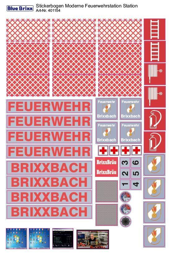 Stickerbogen moderne Feuerwehrstation