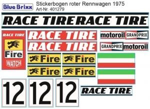 Sticker sheet red Race Car 1975