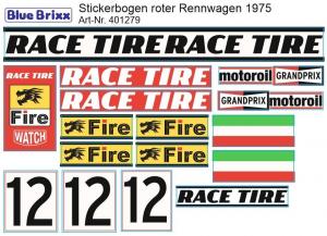 Stickerbogen für roter Rennwagen 1975