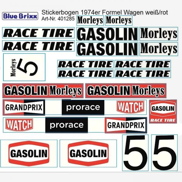 Sticker sheet 1974 Formula Racer white/red