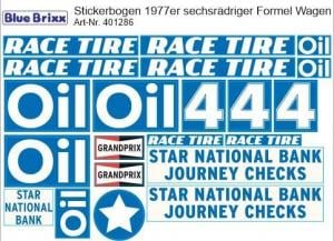 Sticker sheet Six-Wheel 1977 Formula Racer blue/white