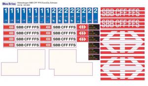 Sticker sheet SBB CFF FFS EuroCity Switzerland