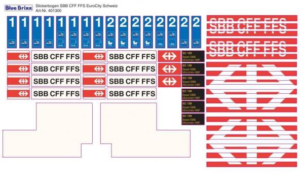 Stickerbogen SBB CFF FFS EuroCity Schweiz