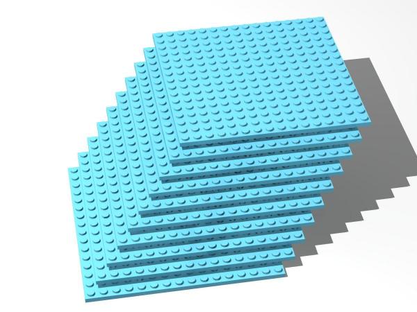 Brix 10 pcs 16x16 Plate, Medium Azure