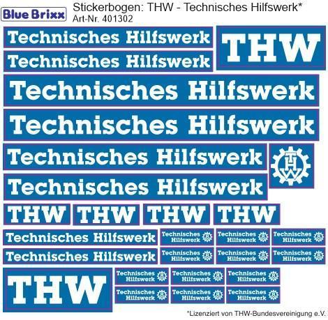 Sticker sheet THW Technisches Hilfswerk Fahrzeuge