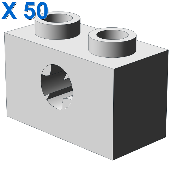 BRICK 1X2 WITH CROSS HOLE X 50