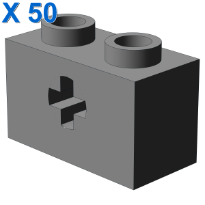 BRICK 1X2 WITH CROSS HOLE X 50