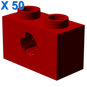 BRICK 1X2 WITH CROSS HOLE X 50