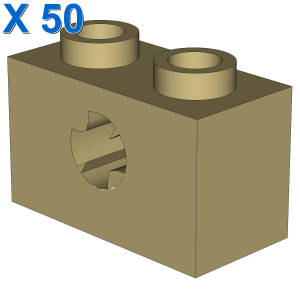 BRICK 1X2 WITH CROSS HOLE X 50