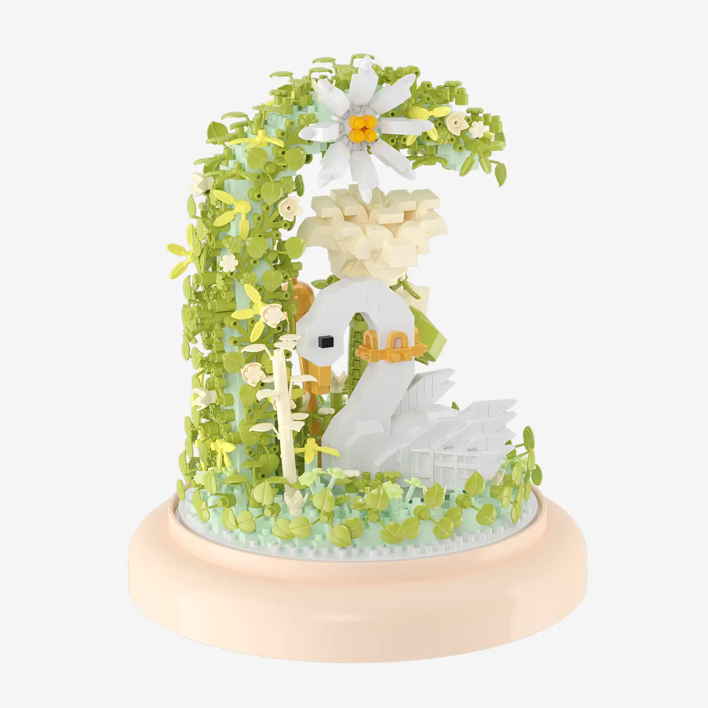 Swans & flower (diamond blocks)