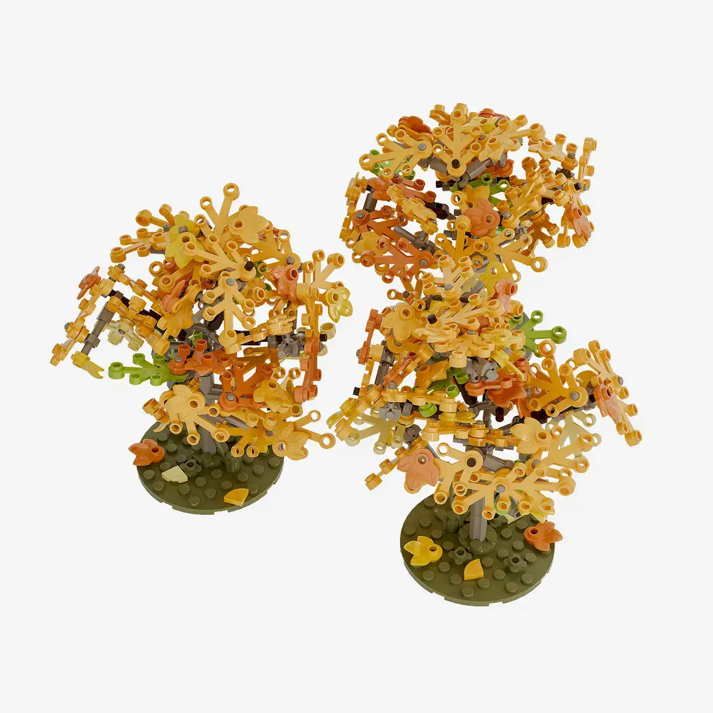 Plum trees in autumn, set of 3