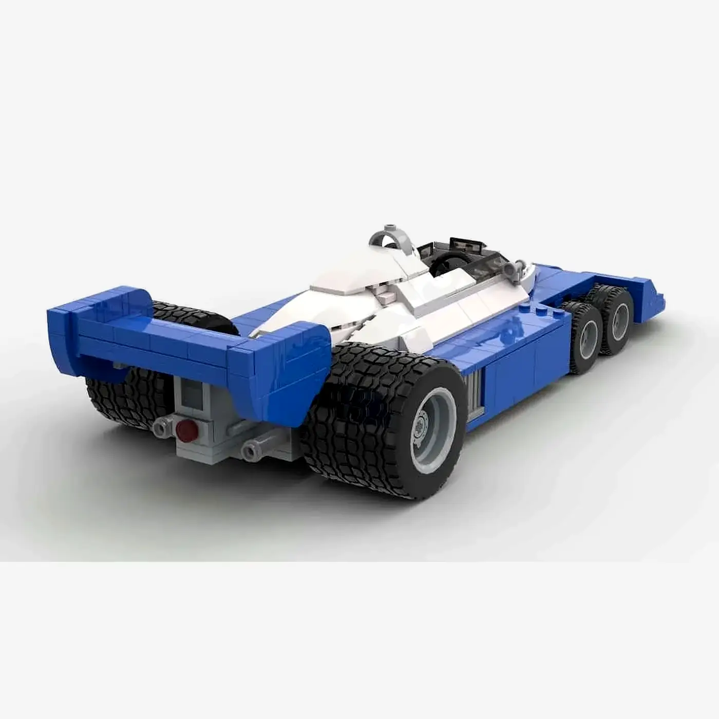1977er sechsrädriger Formel Wagen blau/weiß