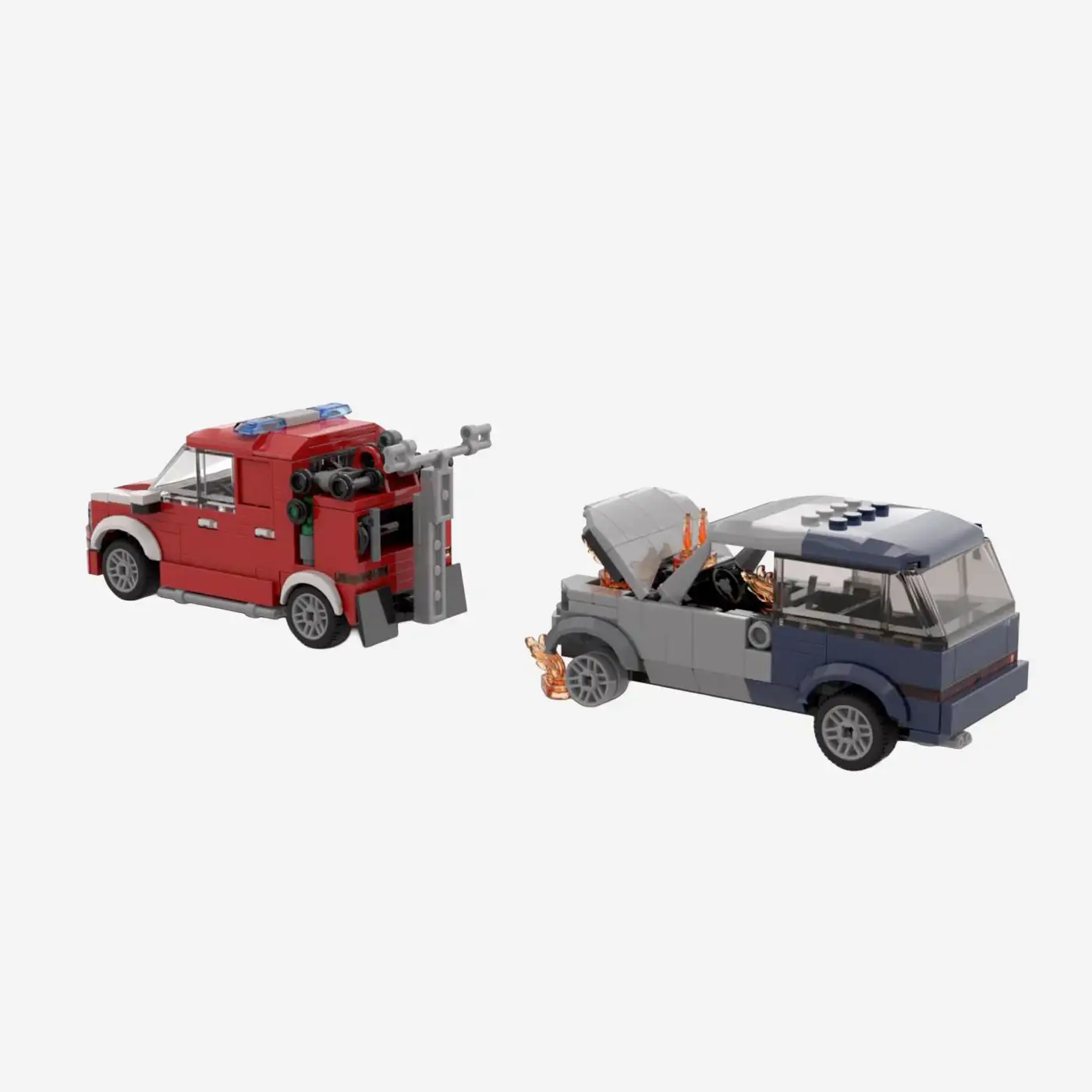 Fire Brigade Parking Garage Fire Vehicle with Wrecked Car