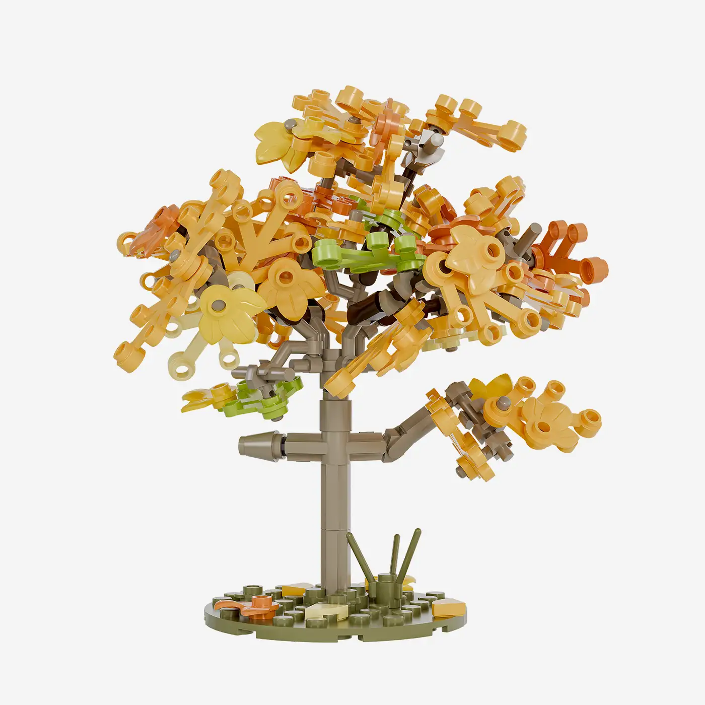 Plum trees in autumn, set of 3