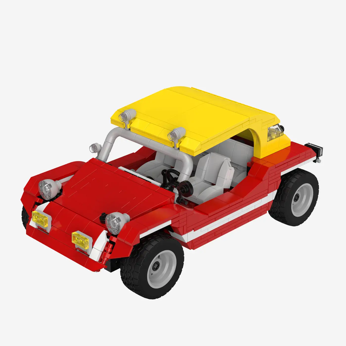 Red buggy with yellow roof