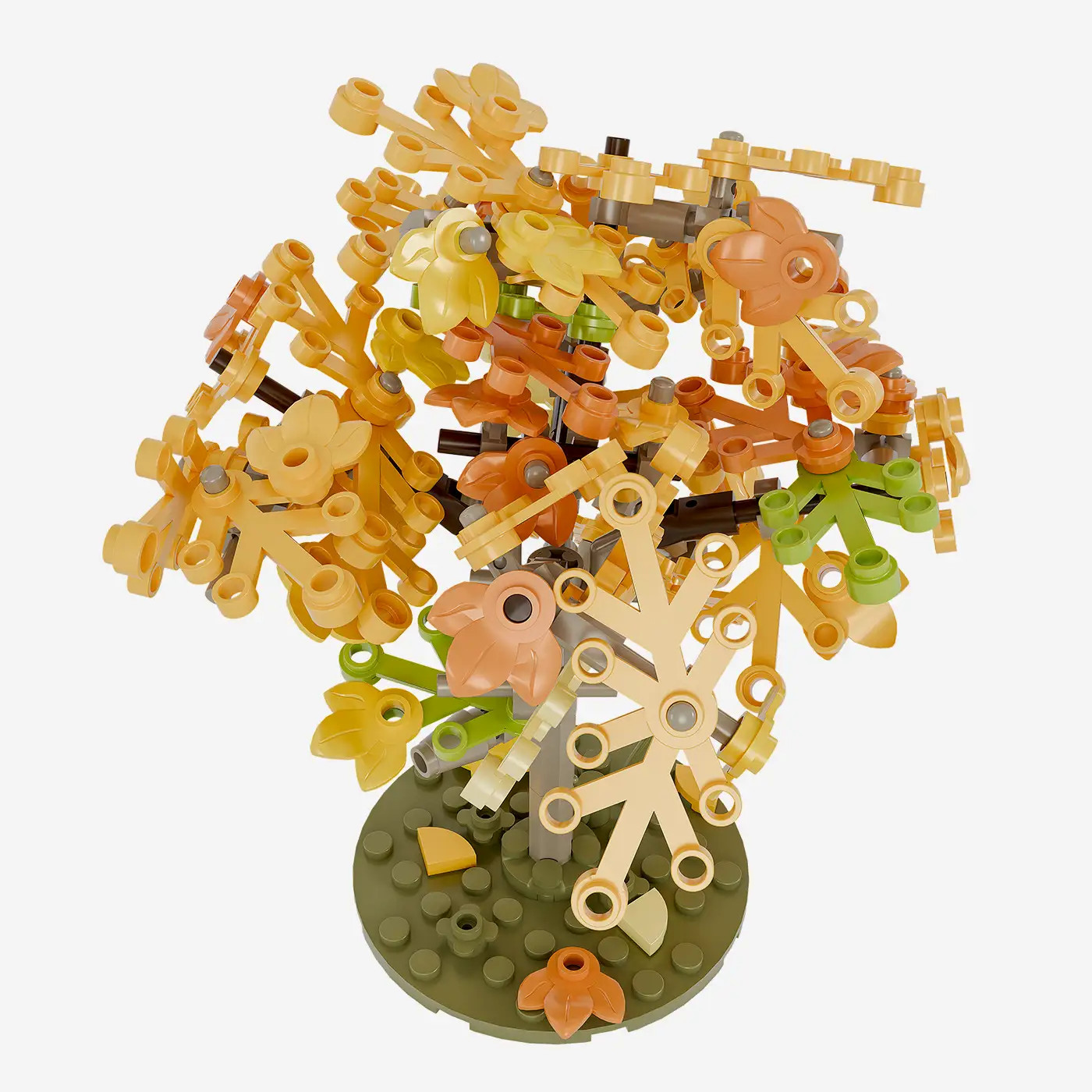 Plum trees in autumn, set of 3