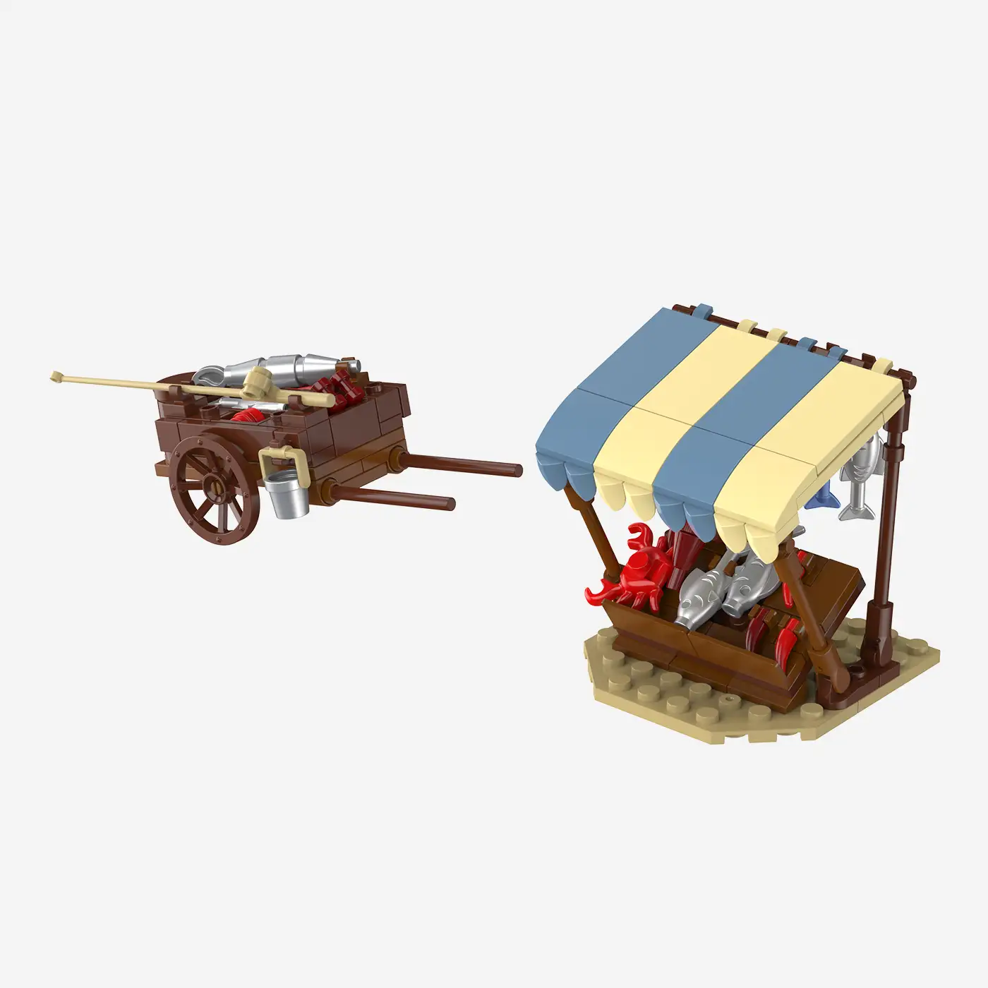 Fisherman with cart and stall