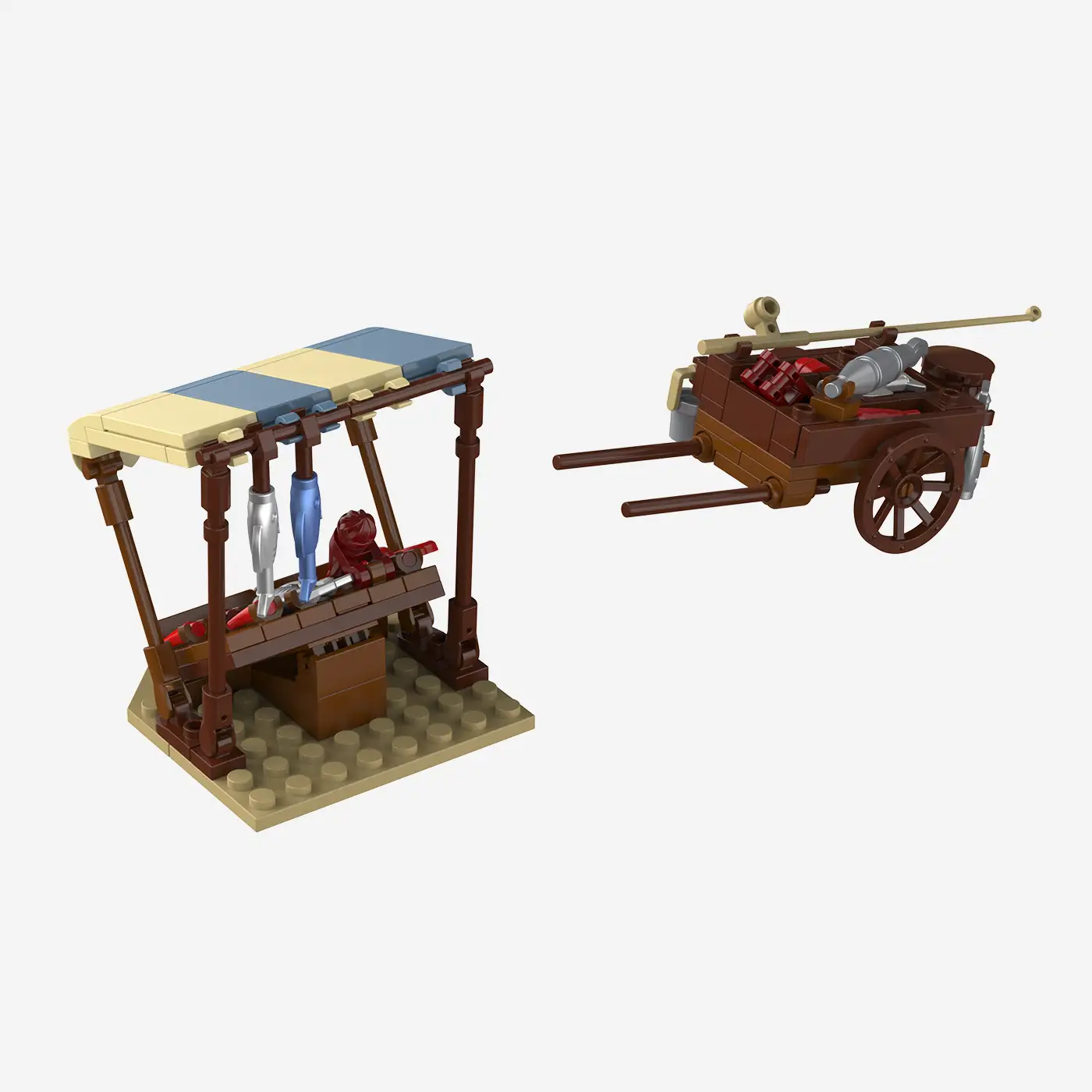 Fisherman with cart and stall