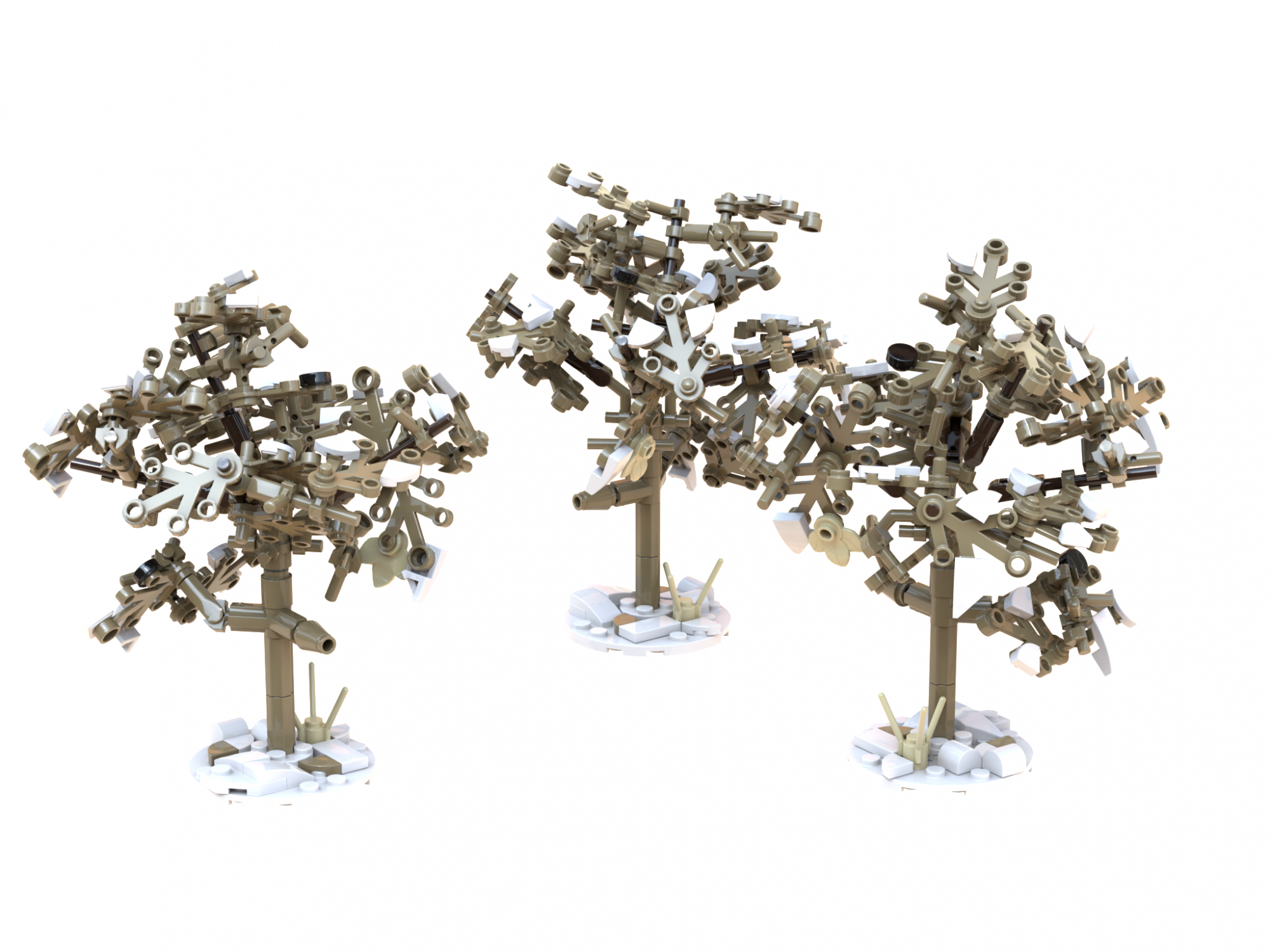 Pflaumenbäume im Winter, 3er-Set