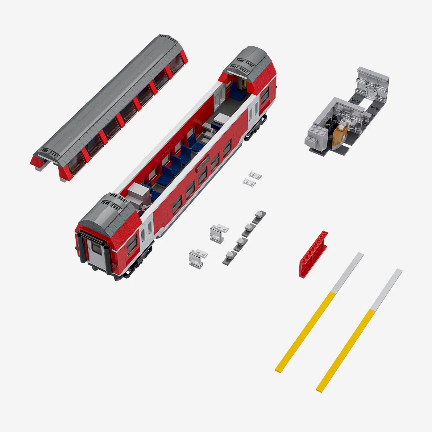 Doppelstockwagen rot 2 in 1 (8w)