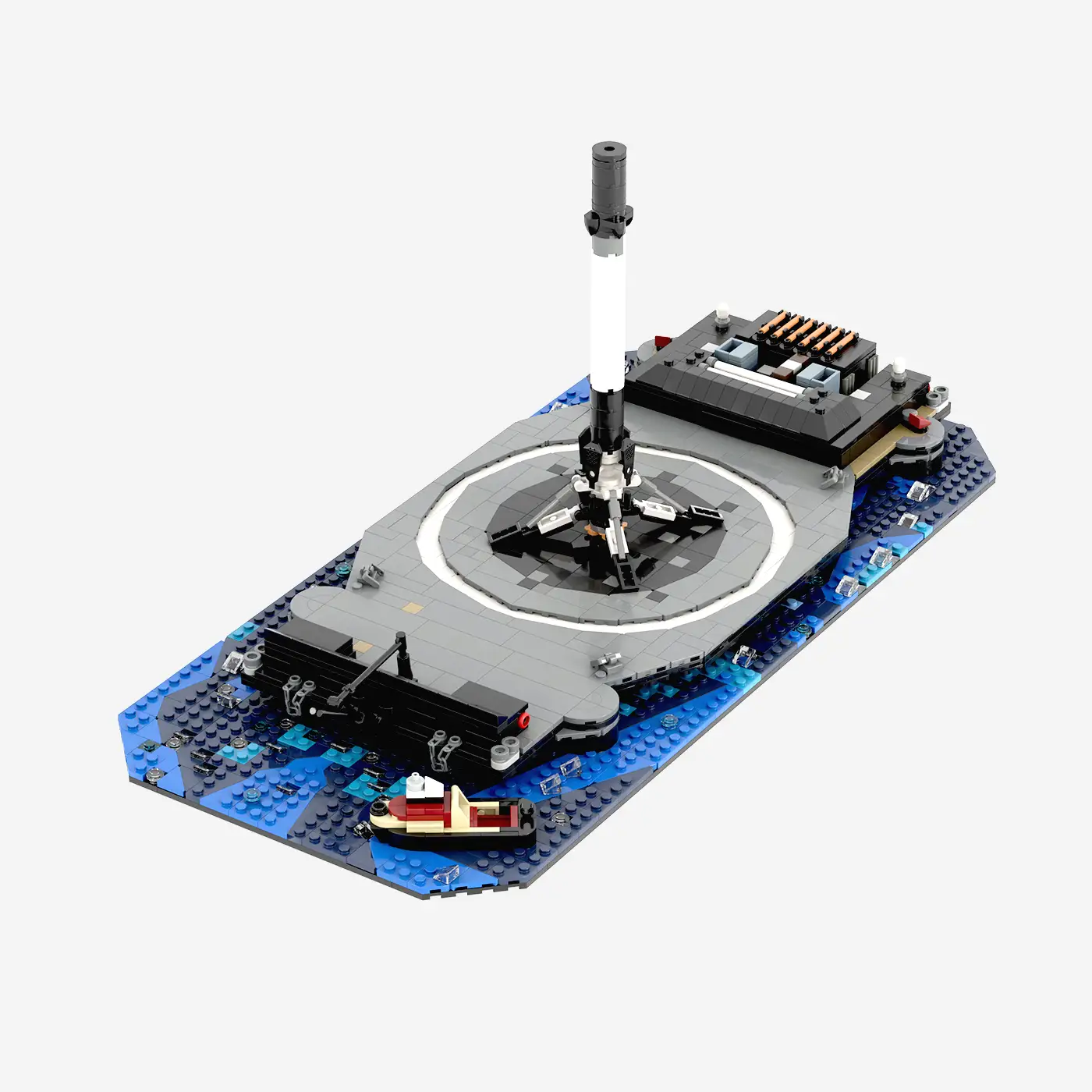 Drone ship with rocket stage