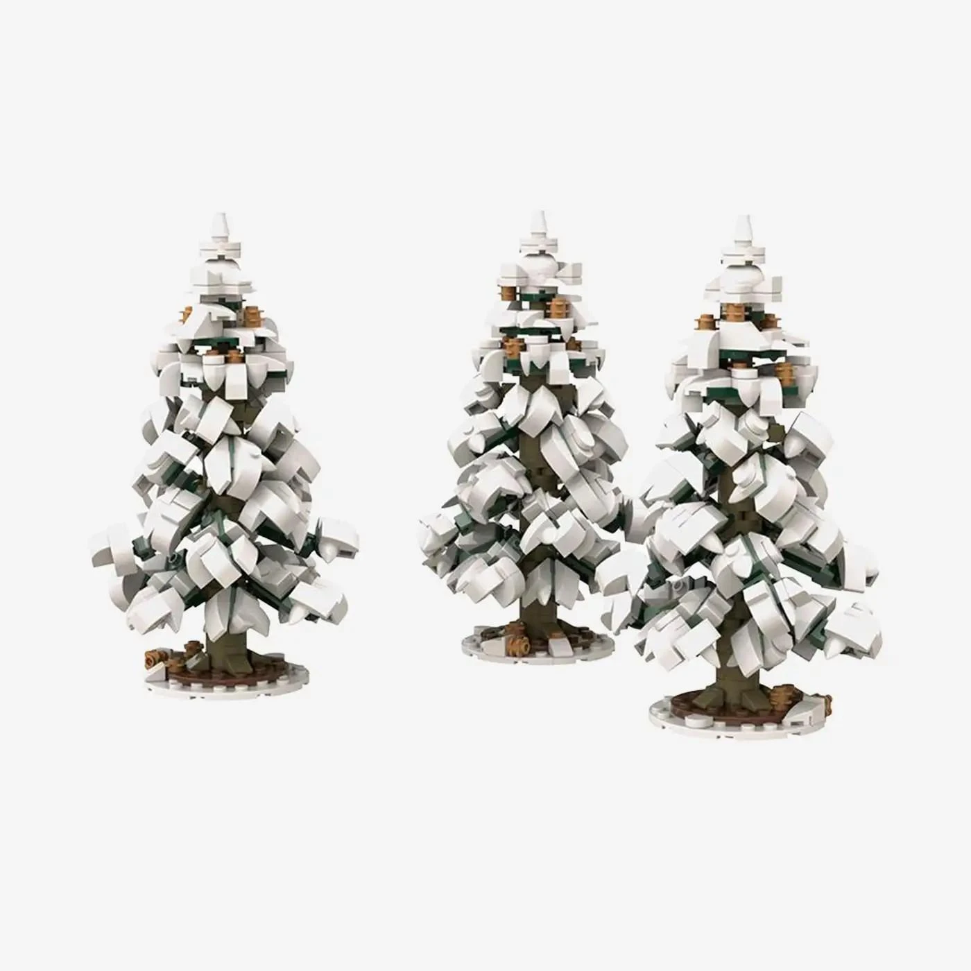 Fir trees in winter, set of 3