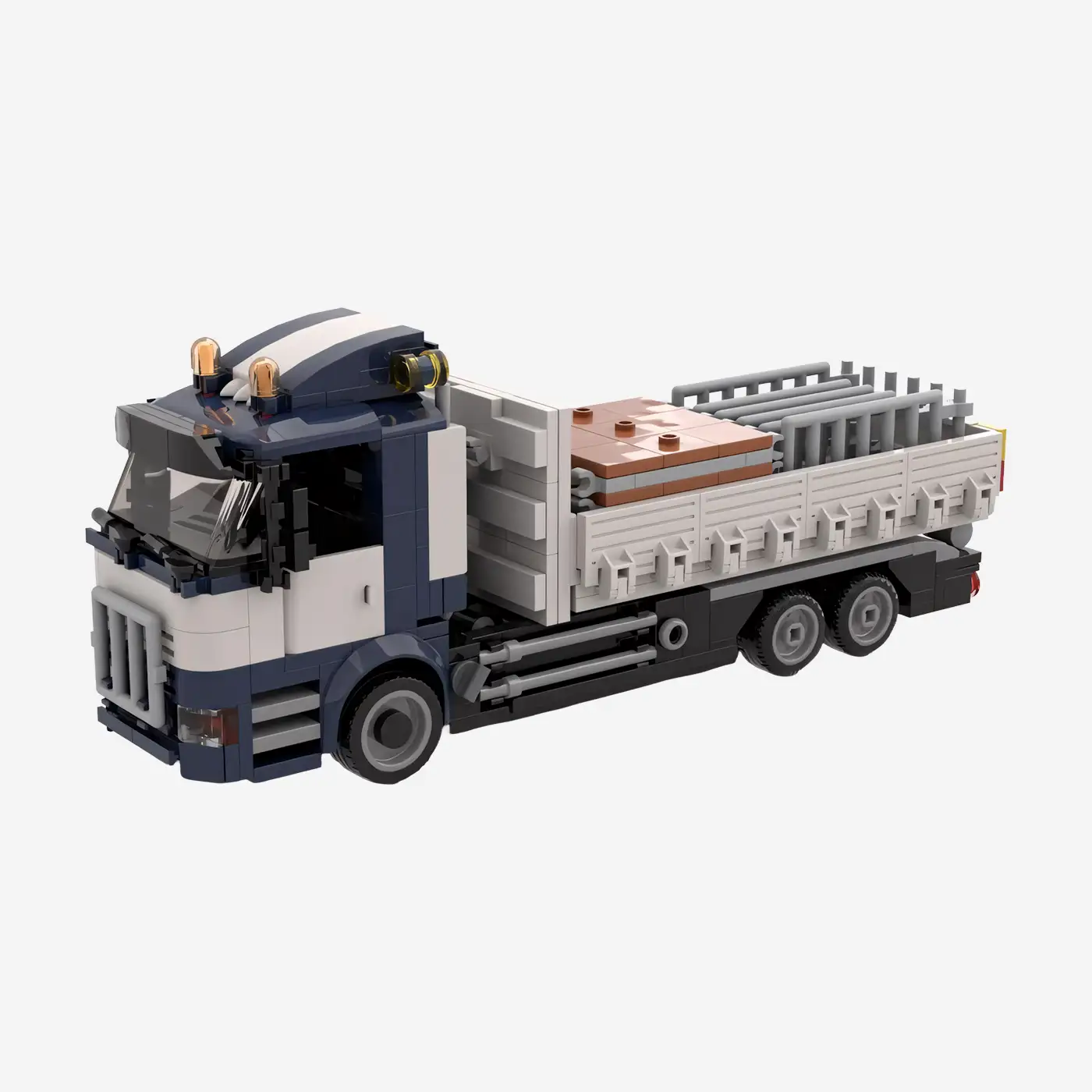 Scaffolding lorry with hook lift container