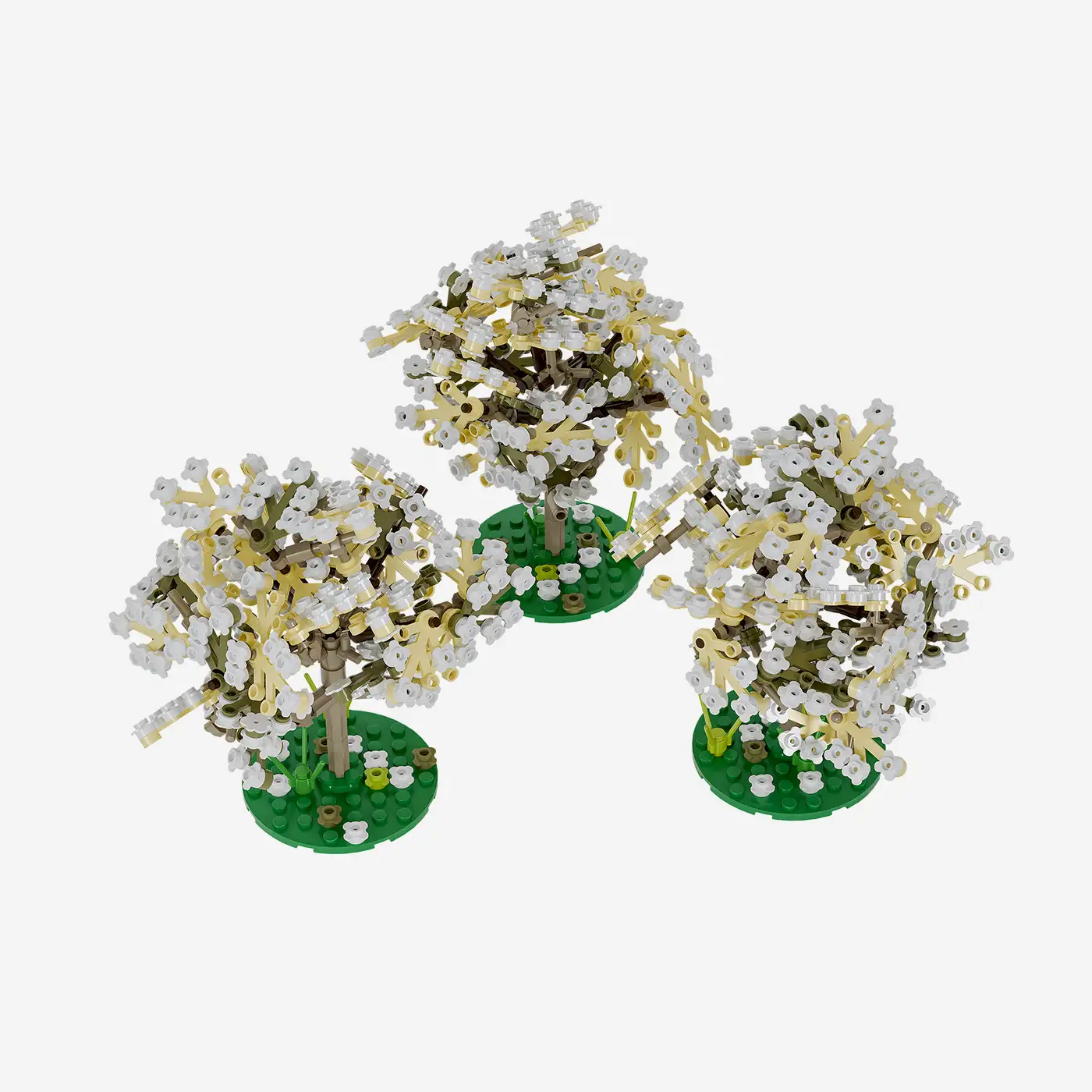 Pflaumenbäume im Frühling, 3er-Set